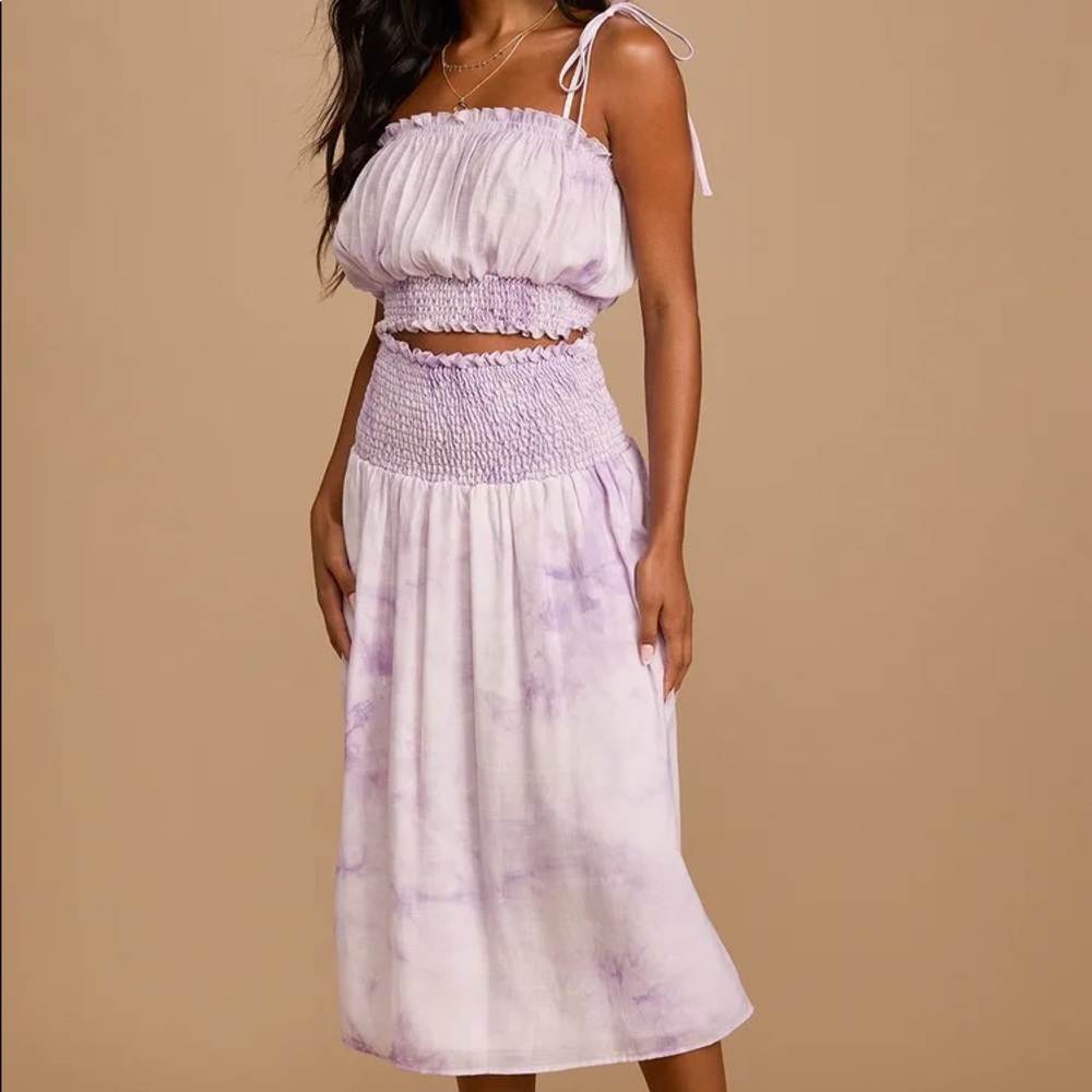 NWT Lulus Purple Smocked Set Small